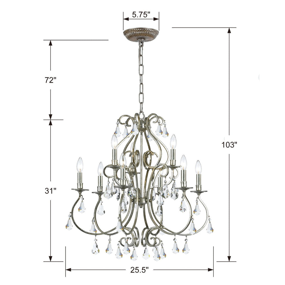 Crystorama Crystorama Ashton 9 Light Swarovski Strass Crystal Olde Silver Chandelier