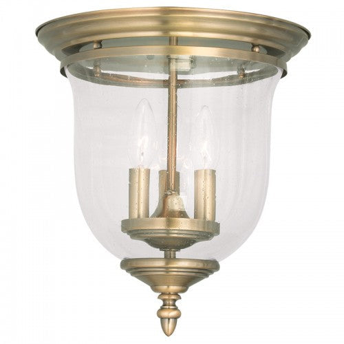 3 Light Antique Brass Ceiling Mount Livex