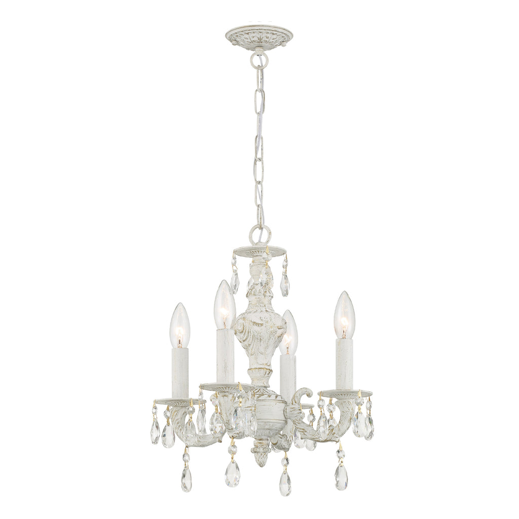 Crystorama Crystorama Paris Market 4 Light Swarovski Strass Crystal Antique White Mini Chandelier