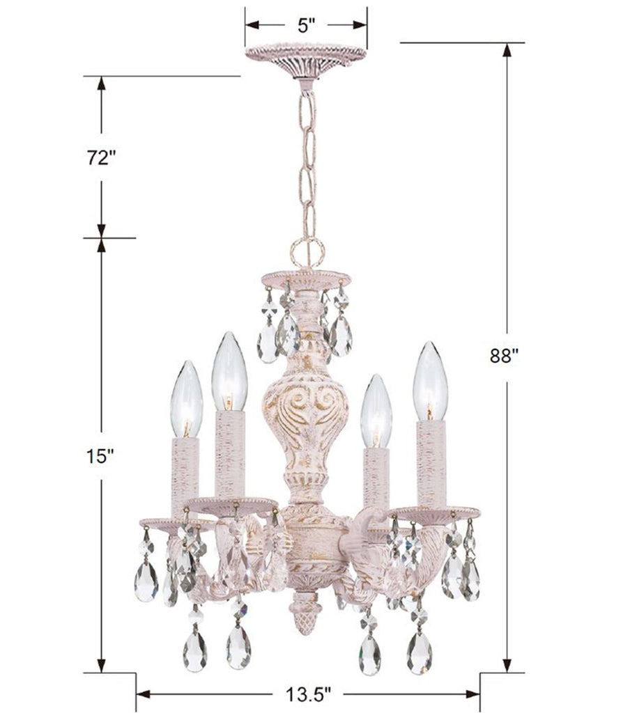 Crystorama Crystorama Paris Market 4 Light Swarovski Strass Crystal Antique White Mini Chandelier