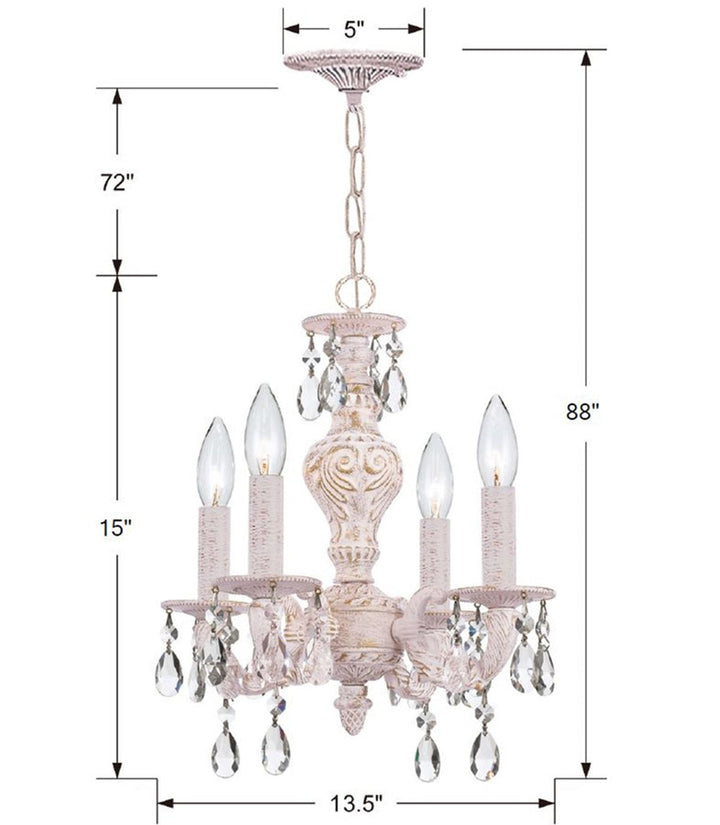 Crystorama Crystorama Paris Market 4 Light Swarovski Strass Crystal Antique White Mini Chandelier