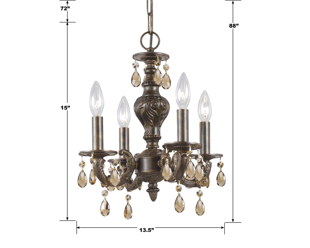 Crystorama Crystorama Paris Market 4 Light Clear Crystal Venetian Bronze Mini Chandelier