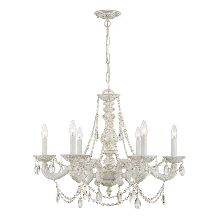 Crystorama Crystorama Paris Market 6 Light Clear Crystal Antique White Chandelier