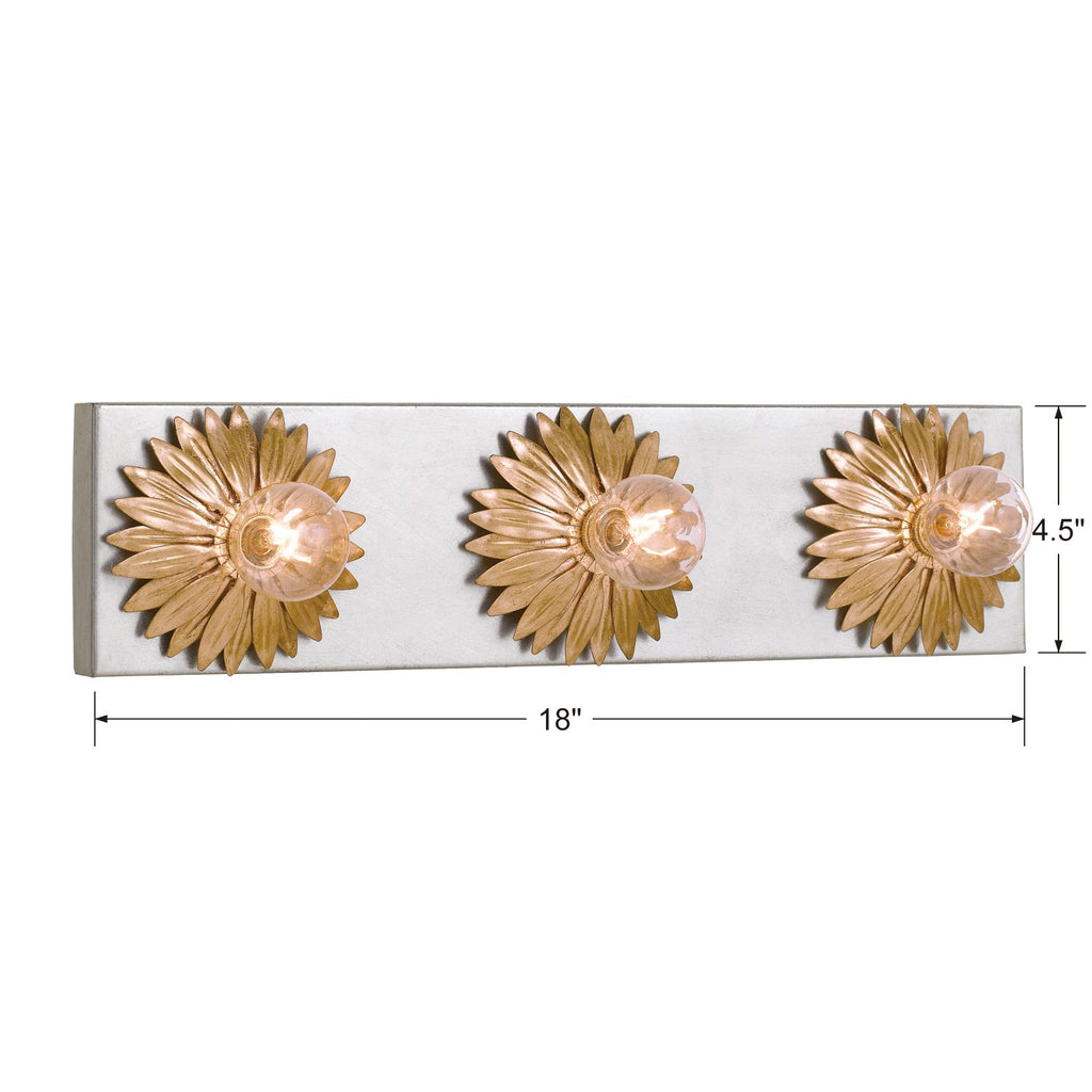 Crystorama Crystorama Broche 3 Light Antique Gold + Antique Silver Bathroom Vanity