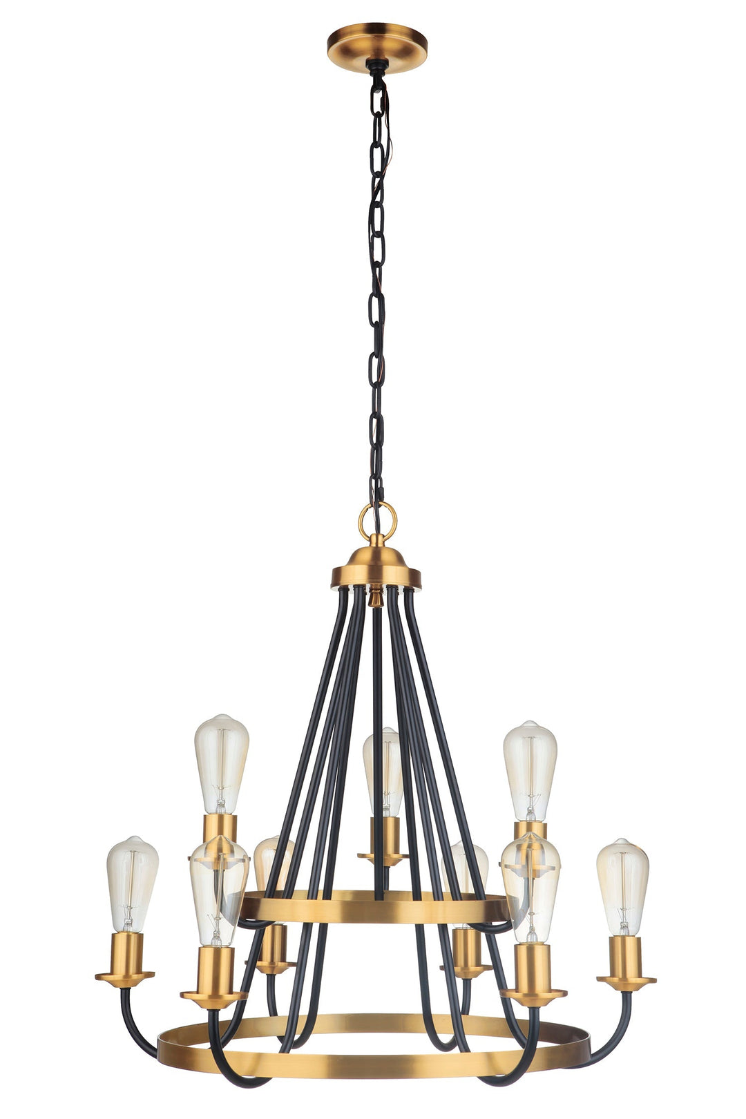 ##Antique Hardware## Randolph 9 Light Chandelier in Flat Black/Satin Brass
