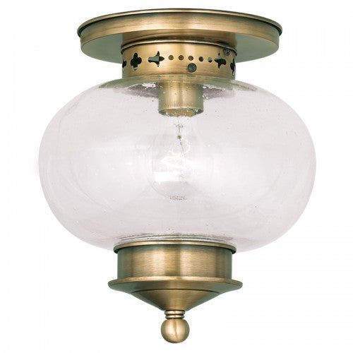 1 Light Antique Brass Ceiling Mount Livex