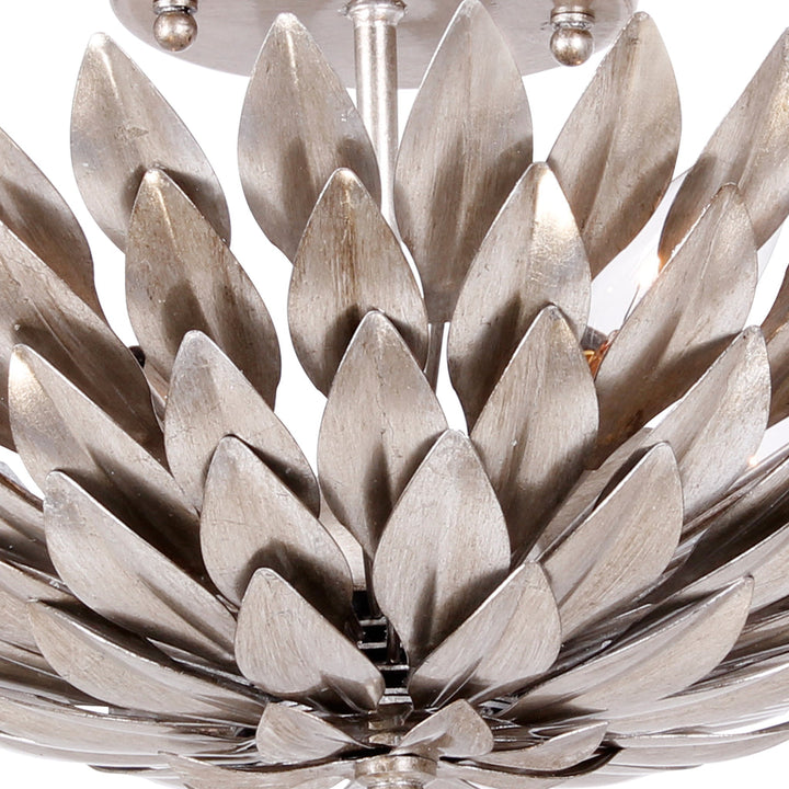 Broche 4 Light Antique Silver Semi Flush Mount Crystorama