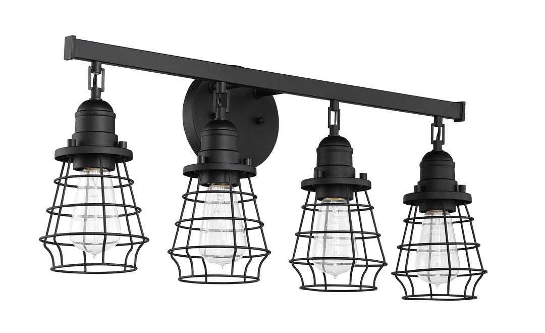 ##Antique Hardware## Thatcher 4 Light Vanity in Flat Black