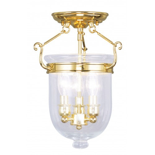 3 Light Polished Brass Ceiling Mount Livex