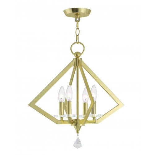 4 Light Polished Brass Chandelier Livex