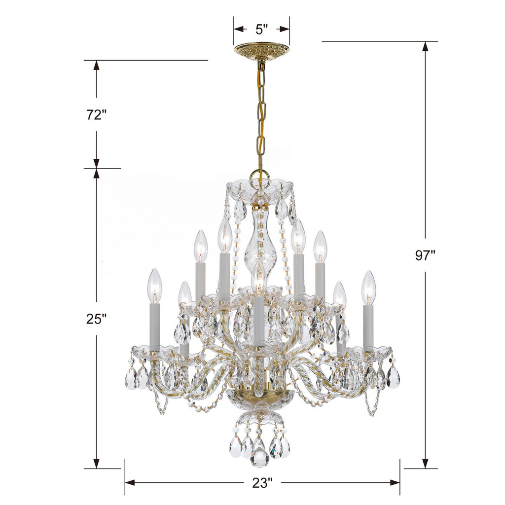Crystorama Crystorama Traditional Crystal 10 Light Swarovski Strass Crystal Polished Brass Chandelier