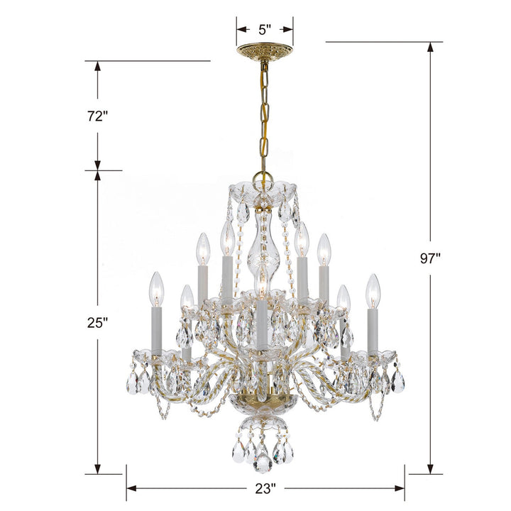 Crystorama Crystorama Traditional Crystal 10 Light Swarovski Strass Crystal Polished Brass Chandelier