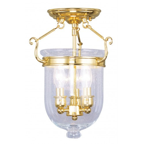 3 Light Polished Brass Ceiling Mount Livex