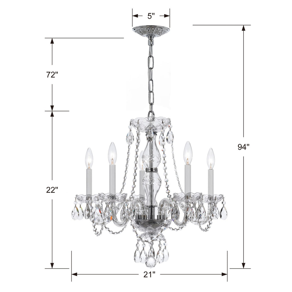Crystorama Crystorama Traditional Crystal 5 Light Swarovski Strass Crystal Polished Chrome Chandelier