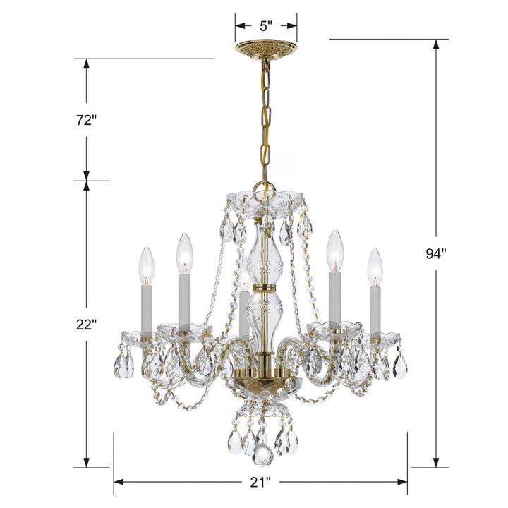 Crystorama Crystorama Traditional Crystal 5 Light Clear Crystal Polished Brass Chandelier