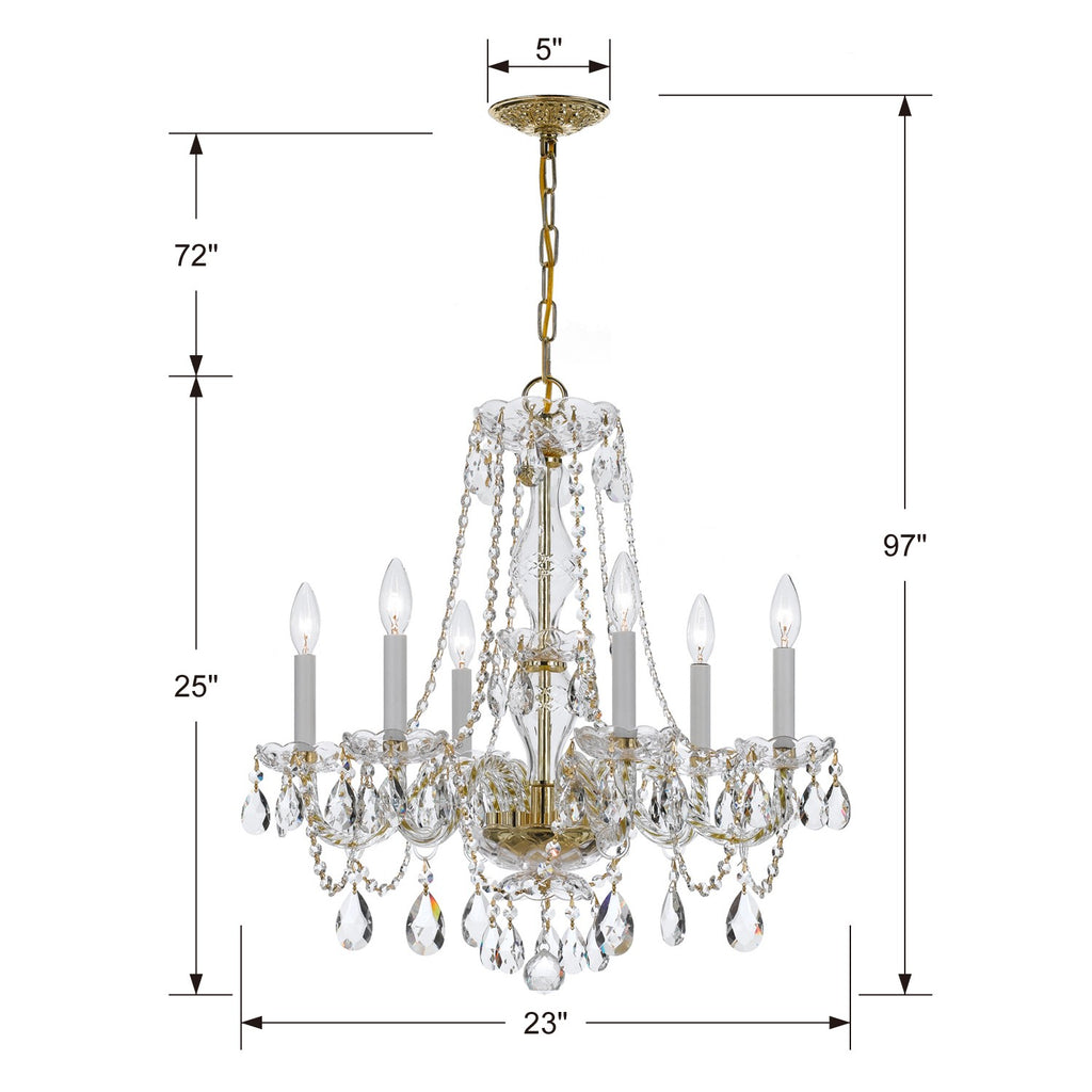 Crystorama Crystorama Traditional Crystal 6 Light Spectra Crystal Polished Brass Chandelier