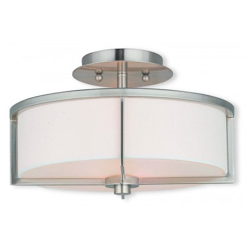 2 Light Brushed Nickel Ceiling Mount Livex