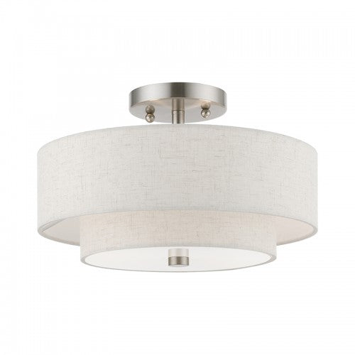 2 Light Brushed Nickel Semi-Flush Livex