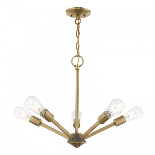 5 Light Antique Brass Chandelier Livex