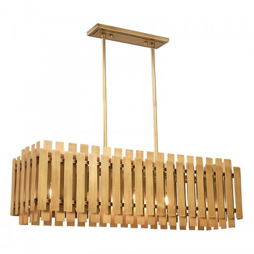 5 Light Natural Brass Linear Chandelier Livex