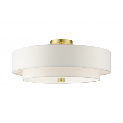 5 Light Satin Brass Semi Flush Livex