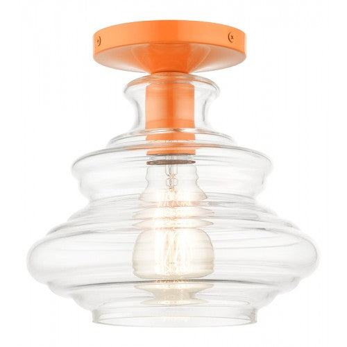 1 Light Shiny Orange Semi-Flush Livex