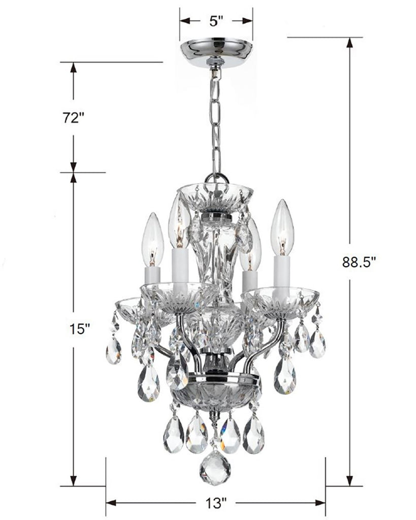 Crystorama Crystorama Traditional Crystal 4 Light Spectra Crystal Polished Chrome Mini Chandelier