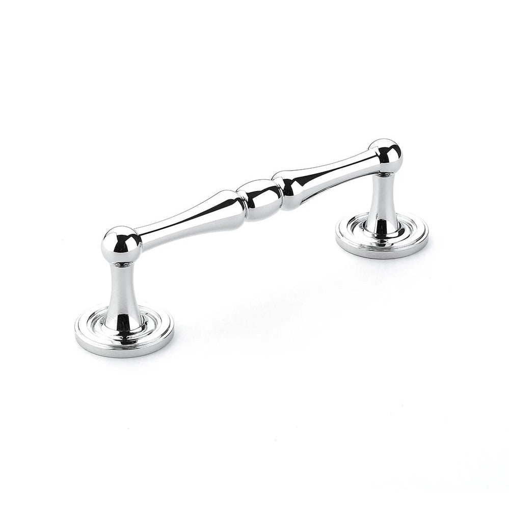 4 1/2 Inch (4 Inch c-c) Atherton Pull with Plain Footplates (Polished Chrome Finish) SCHAUB