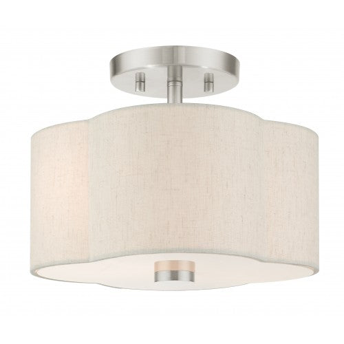 2 Light Brushed Nickel Semi Flush Livex