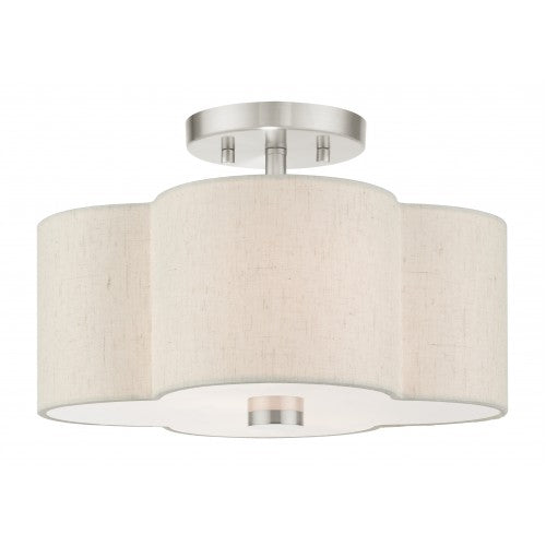 2 Light Brushed Nickel Semi Flush Livex