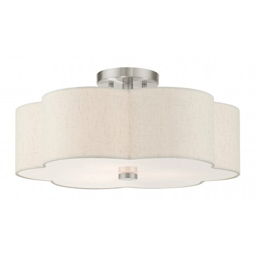 3 Light Brushed Nickel Semi Flush Livex