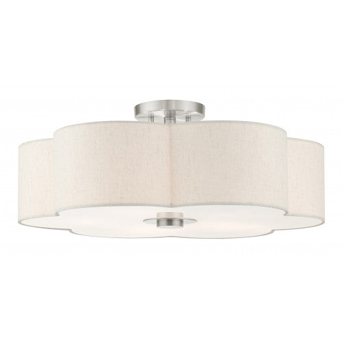 5 Light Brushed Nickel Semi Flush Livex