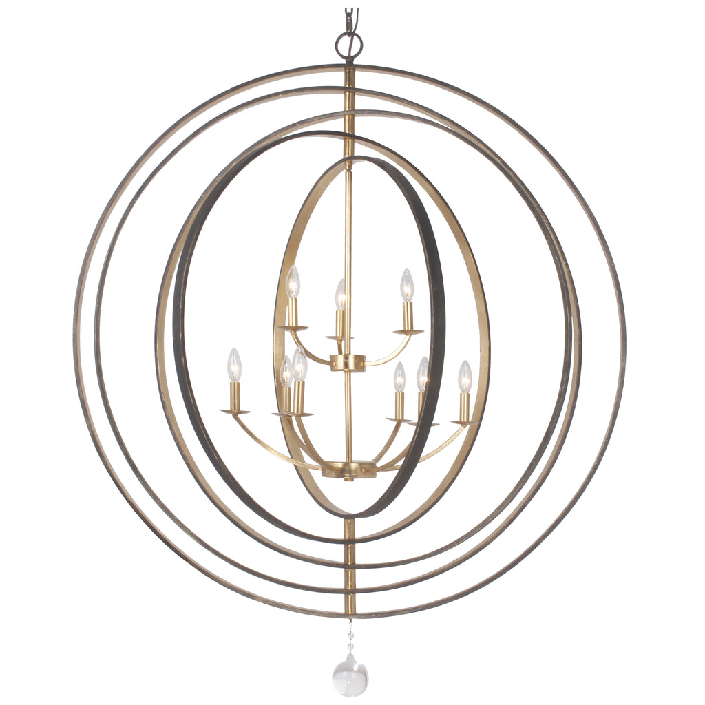 Crystorama Crystorama Luna 9 Light English Bronze + Antique Gold Chandelier