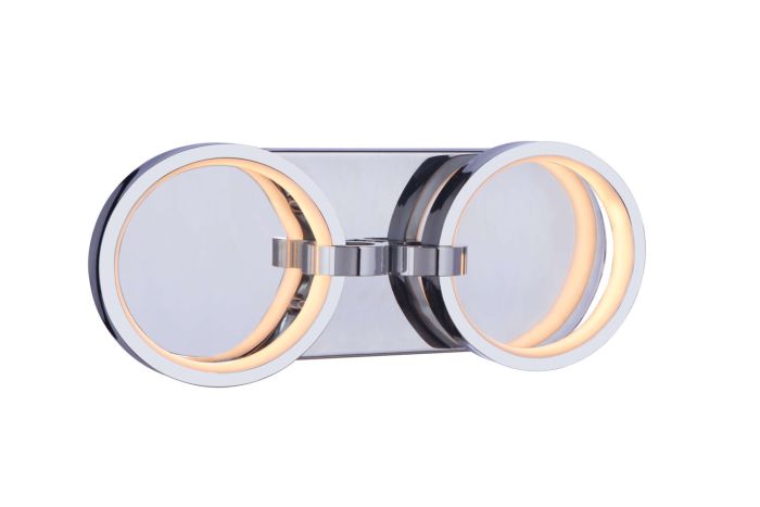 Antique Hardware Context 2 Light LED Vanity in Chrome Bath and Vanity
