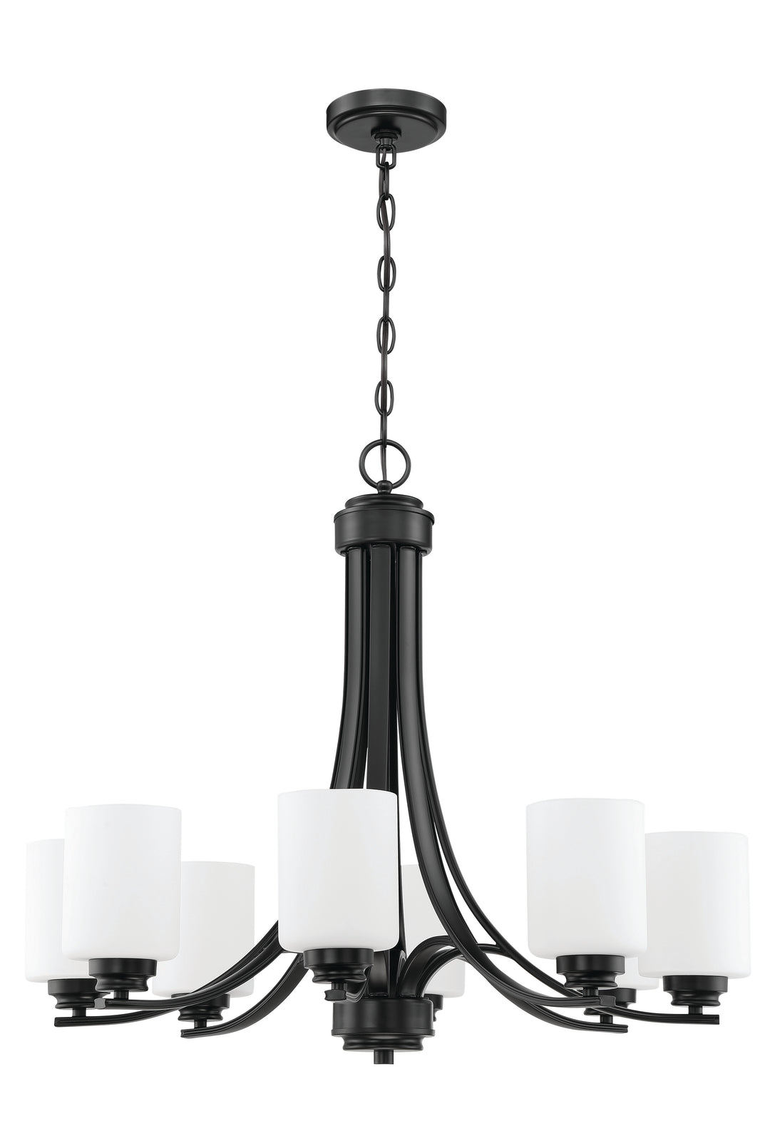 Bolden 8 Light Chandelier in Flat Black (White Glass) CRAFTMADE