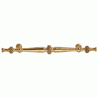 6 1/2 Inch Overall (4 Inch c-c) Solid Brass Georgian Roped Style Pull (Lacquered Brass Finish) COPPER MOUNTAIN HARDWARE