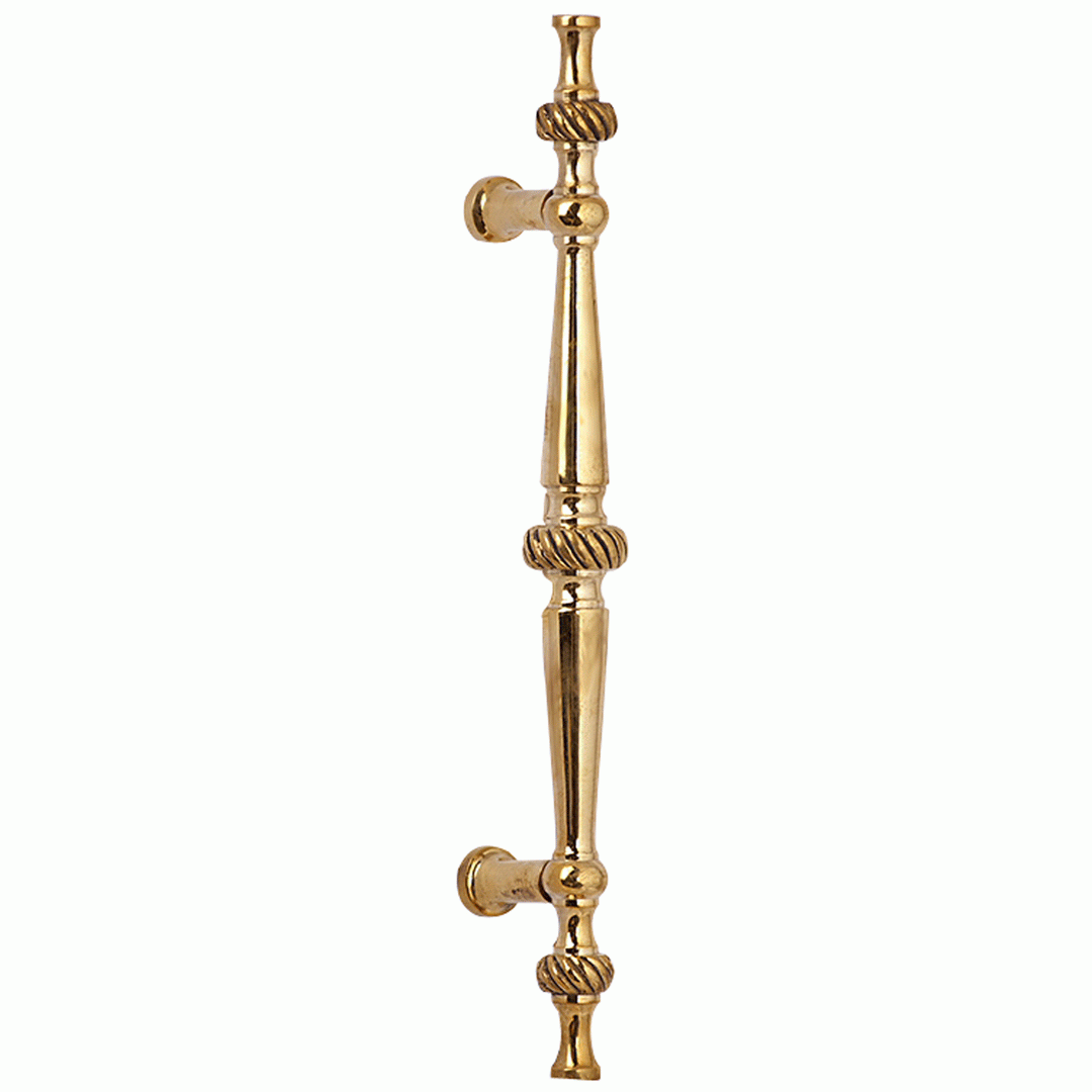 6 1/2 Inch Overall (4 Inch c-c) Solid Brass Georgian Roped Style Pull (Lacquered Brass Finish) COPPER MOUNTAIN HARDWARE