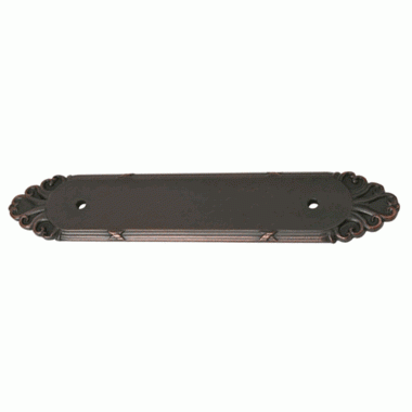 6 3/4 Inch (4 Inch c-c) Solid Brass Ribbon & Reed Back Plate (Venetian Rubbed Bronze Finish) EMTEK