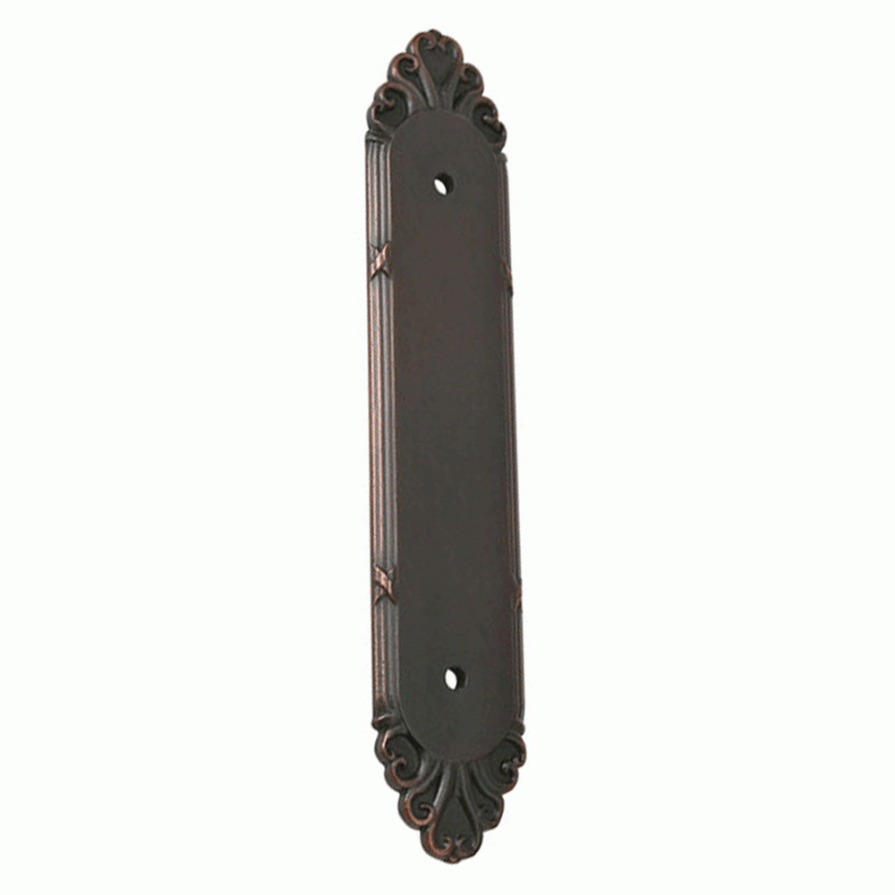 6 3/4 Inch (4 Inch c-c) Solid Brass Ribbon & Reed Back Plate (Venetian Rubbed Bronze Finish) EMTEK