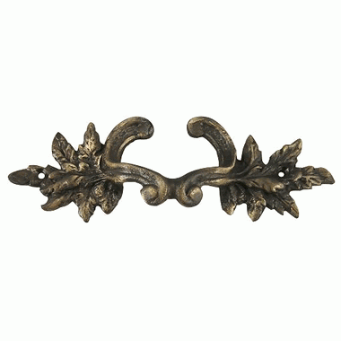 6 Inch Overall (4 3/8 Inch c-c) Solid Brass Ornate French Leaves Pull (Antique Brass Finish) COPPER MOUNTAIN HARDWARE