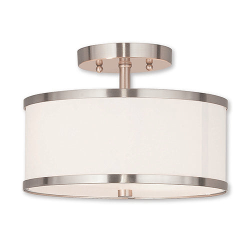 2 Light Brushed Nickel Ceiling Mount Livex