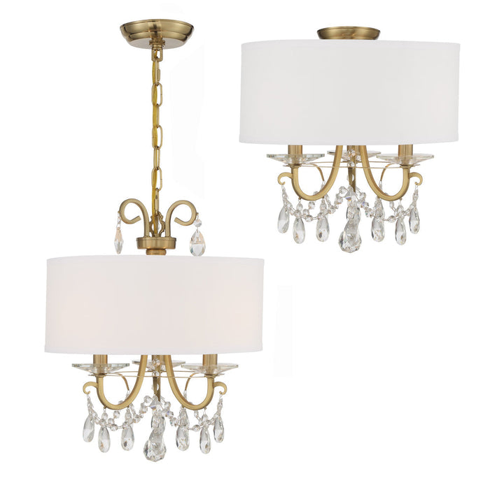 Othello 3 Light Vibrant Gold Semi Flush Mount Crystorama