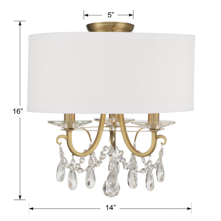 Othello 3 Light Vibrant Gold Semi Flush Mount Crystorama