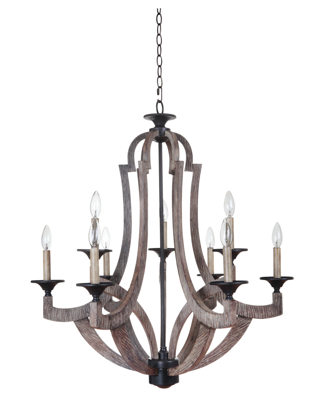 Winton 9 Light Chandelier in Weathered Pine/Bronze CRAFTMADE