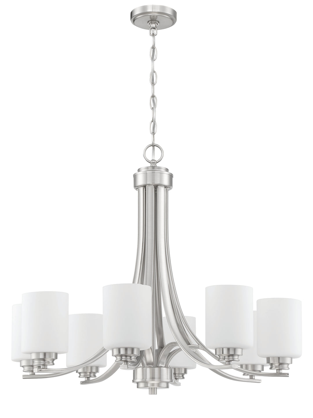 Bolden 8 Light Chandelier in Brushed Polished Nickel (White Glass) CRAFTMADE