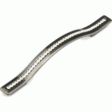 7 1/2 Inch (5 Inch c-c) Skyevale Cabinet Pull with Crystals (Black Chrome Finish) SCHAUB