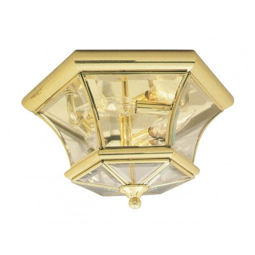 3 Light Polished Brass Ceiling Mount Livex