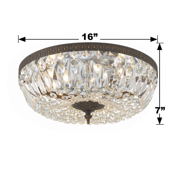 Crystorama 3 Light Spectra Crystal English Bronze Flush Mount Crystorama