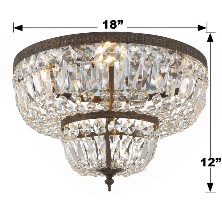 Crystorama 4 Light Spectra Crystal English Bronze Flush Mount Crystorama
