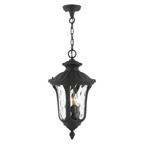 3 Light Textured Black Outdoor Pendant Lantern Livex